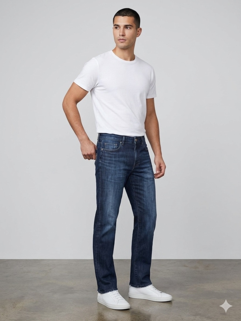 PAIGE Dark Indigo Doheny Straight Jeans
